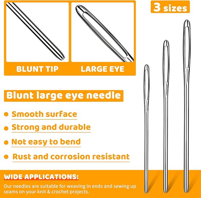 Yizzvb 263 Pcs Stitch Ring Markers, Knitting Stitch Rings with Plastic Box, 3 Types Knit Counting Ring Crochet Sewing Locking Accessories and 3 Pcs Large-Eye Blunt Needles for DIY Handmade Crafts