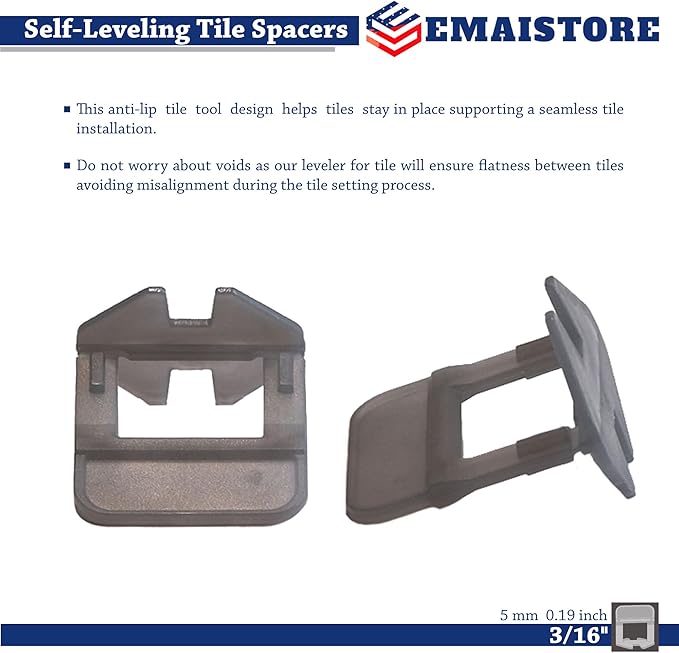 Tile Leveling System (3/16 Inch) – 600 Tile Spacers – Compatible with Most Wedges for Smooth, Seamless Floor & Wall Tile Installation – 5mm Ceramic & Stone Spacers