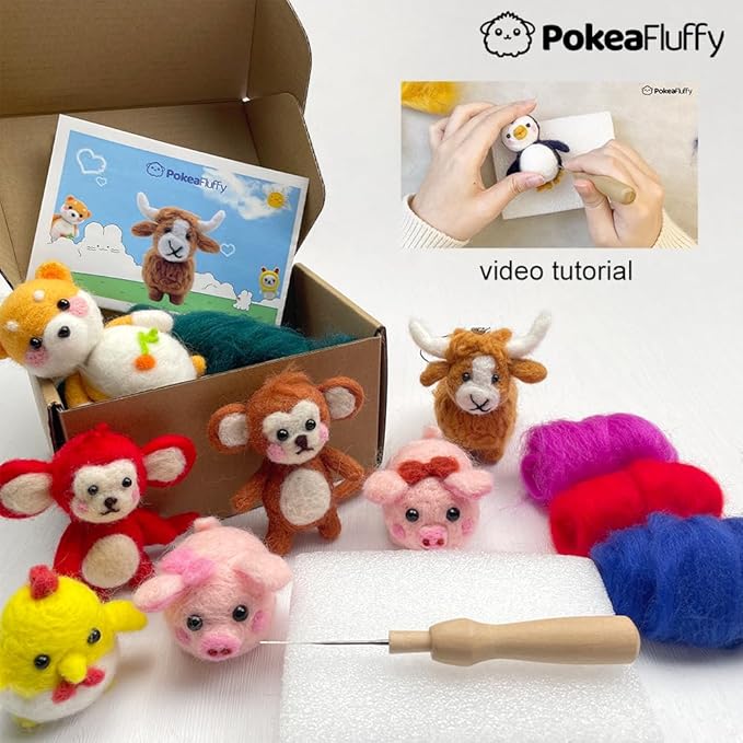 Needle Felting Kit, 3 Pcs Sharks Wool Needle Felting Kit for Beginners & Adult, Animal Doll Making Set with Video Instruction, Craft Party Supplies, Tools & Foam Pad, DIY Home Decor, Birthday Present