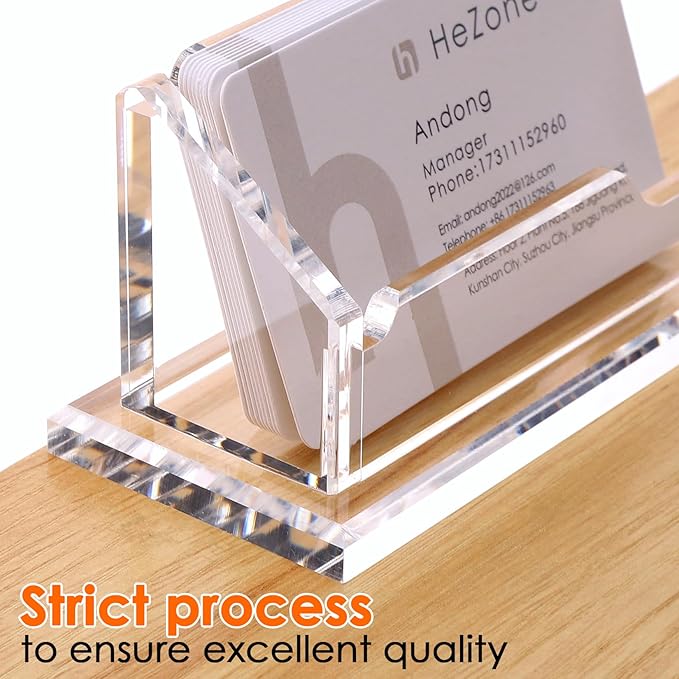 Acrylic Card Holder Clear Horizontal Business Card Organizer Stand for Desk 1 Slots Business Cards Stand for Women and Men