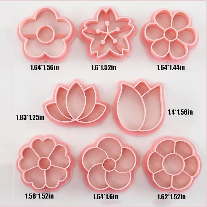 Flower Cookie Cutters Set, 3D Pressable Cookie Cutters Small Flower Biscuit Cutters Cake Baking Fondant Embosser Stamps Birthday Party DIY Cake Decorating Tools (flower)