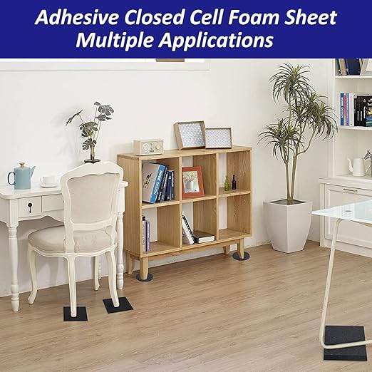 Foam Padding Sheets with Adhesive Backing - 1/8" Thick Self Stick Neoprene Insulation Foam,1/8 Inch Thick X 4 Inch Long X 4 Inch Wide - 8Pcs