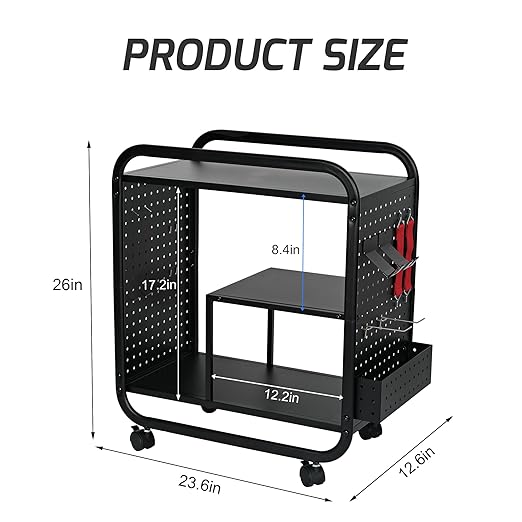 PLKOW Video Game Organizer, Rolling Video Game Storage Rack for Xbox/Switch/PS4/PS5 Accessories, Game Consoles Stand Controllers Holder, Perfect Holiday Present (Black)