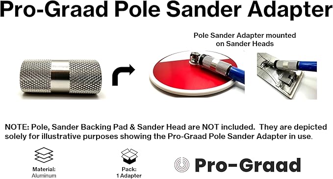Sanding Pole Adapter, Connect Wood Handles, Telescopic, Multi Purpose Paint Extension to Drywall Standard Sander Head