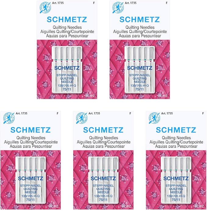 SCHMETZ Quilting Needles - Size 75/11, 5-Needle Cards, Pack of 5