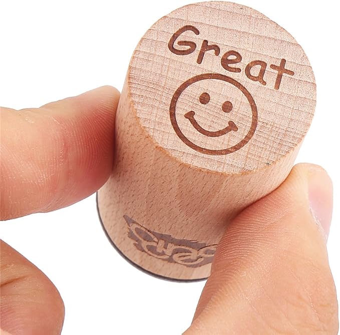 DECORA 6pcs Round Wood Rubber Stamp for School Teachers English Toy Stamp Au116s1p1us1