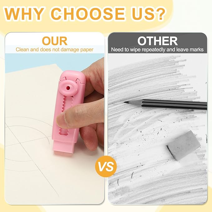 PATIKIL 4 Pack Erasers, Sliding Retractable Eraser Push Pull Cute Pencil Erasers Soft Large Easy to Clean with Plastic Sleeve for Sketching Drawing Artists Teacher Pencils, Green