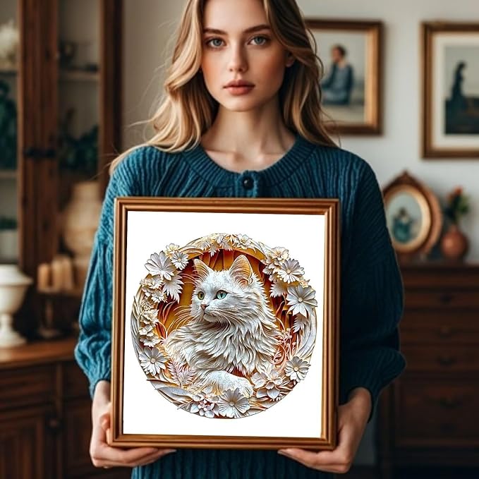 Wooden Puzzles Adults, 3D Cute Cat Wooden Puzzles 100 Pieces, Unique Animal Shaped Wood Challenging Jigsaw Puzzles Gifts for Adults, 8.5x8.5in