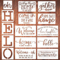 Welcome Stencils for Painting 12” Oh Hello Stencils Welcome-ish Stencil Gather Plastic Templates for Drawing on Wood/Mat/Round Door Hanger