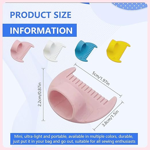 4mm Seam Guide for Hand Sewing Edge Lockranding Tool, Sewing Needle Gauge Measuring Tool, Mini Finger Ruler Kit Ideal for Leather/Fabric/Craft Sew, White 2 Pcs