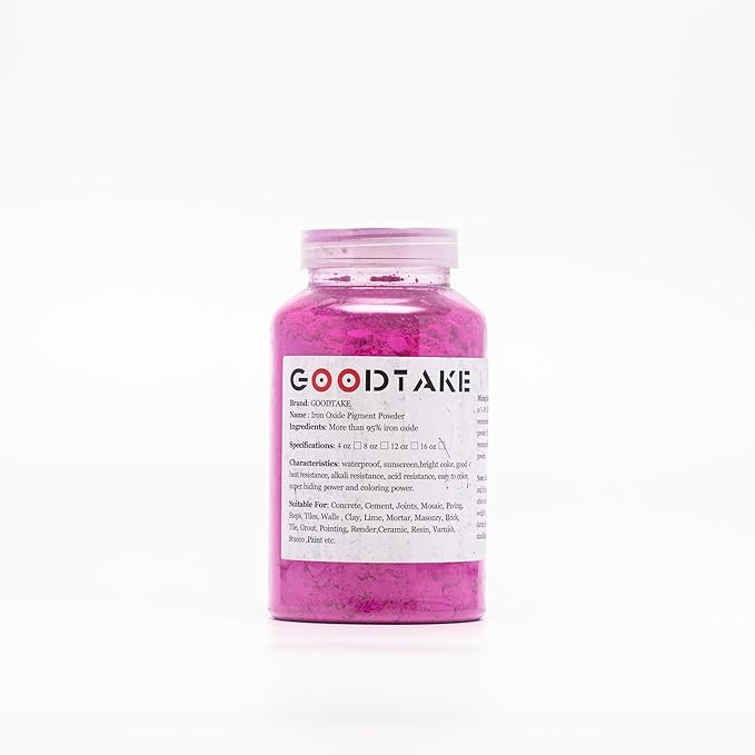 GOODTAKE Concrete Pigment, Rose Red Iron Oxide Pigment Powder, Concrete Cement Dye Color for Pastel Tile Paint Cement Mortar Grout (Rose Red, 4 oz)