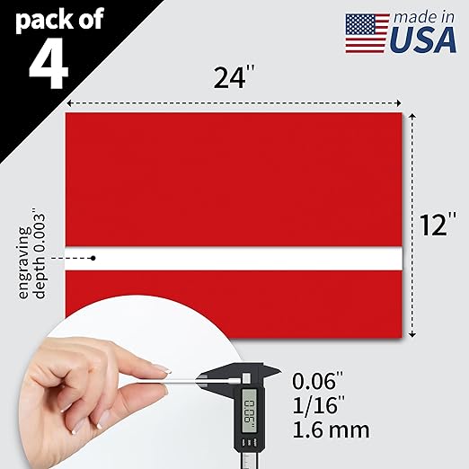 Trotec TroLase | 12"x24"x1/16", 4 Pcs | Red/White | 2 Ply | Modified Acrylic | Laser Engraving Double Color Plastic Sheet | Engraving Blanks for Laser, Saw, Guillotine | Made in USA