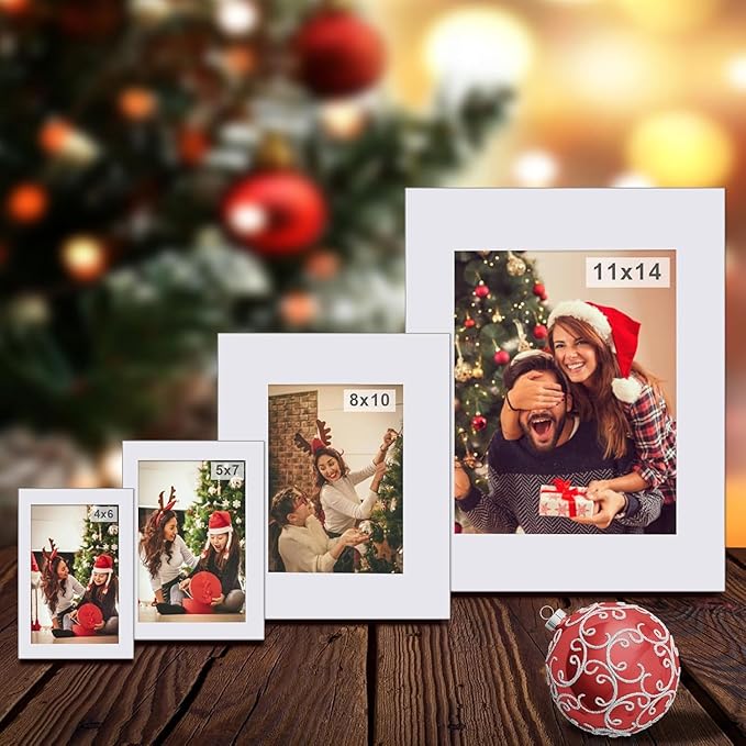 Egofine Pack of 5 White Mat Board Pre-Cut 8x10 Picture Mat for 5x7 Photo with White Core Bevel Cut Mattes Sets. Includes 5 High Premier Acid Free Mats & 5 Backing Board & 5 Clear Bags