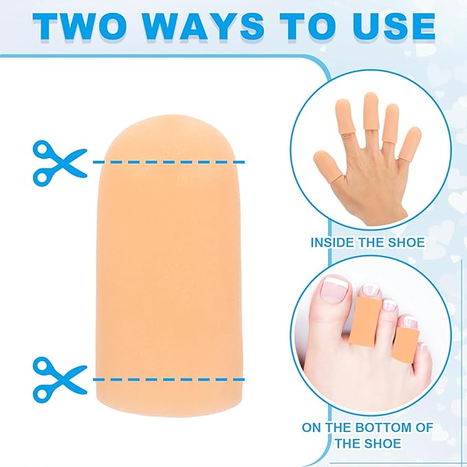 PATIKIL Gel Finger Cots 1.6"x0.79", 20 Pcs Silicone Finger Protector Support Finger Sleeve Cushions Thumb Protector Covers Fingertip Caps Gloves for Finger Cracking, Beige