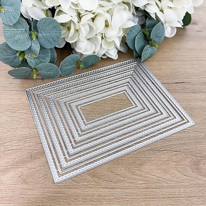 Lapoo Flowers Metal Cutting Die for Scrapbooking - Durable, Cut Stencils for DIY Scrapbook Photo Album Decorative Paper Card, Card Making Supplies (Multiple Dotted Rectangle Boxes 5.5 x 3.9 in)