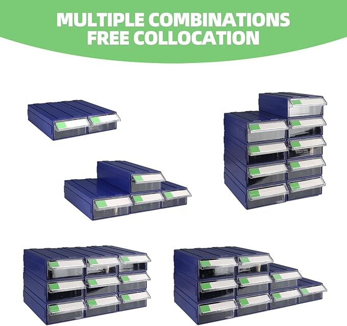 9pcs Sewing Craft Storage Box Hardware Craft Drawer Storage Cabinet Plastic Stacking Shelf With Divider Tag Cards Multifunctional Rack For Home Office Small Items (9, Clear)