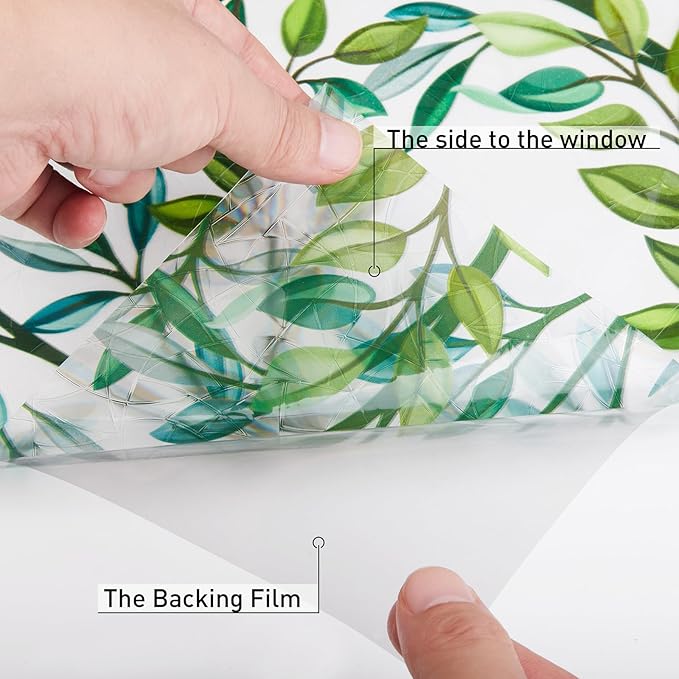 Donox Window Privacy Film, 3D Decorative Window Vinyl Decorative Stained Glass Window Film, Anti-UV Sun Blocker Heat Control for Home, 23.6 Inch x 6.5 Feet (with Installation Tool)
