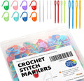 200PCS Crochet Stitch Markers with 12 Needles by Flickzo – Locking Stitch Markers with Clear Case, Colorful Plastic Safety Pins for Knitting & Crochet Accessories Supplies