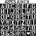 4 in Alphabet Number Stencils for Painting, 42 Pcs Reusable Letter Stencils for DIY Project Art Craft Spray Painting Templates Interlocking Stencil Kits for Wood Signs, Wall Art