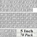 5 Inch Alphabet Letter Stencils for Painting - 70 Pack Letter and Number Stencil Templates with Signs for Painting on Wood, Reusable Cursive Letters Stencils for Chalkboard Wood Signs & Wall Art