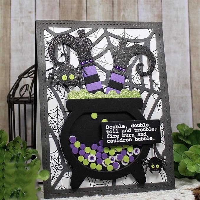 Cutting Dies Metal Stencils Scrapbooking Tools Flowers Lace Frame DIY Embossing Template for Paper Card Making Album Arts Crafts Supplies (Halloween Spider Web Frame-11.1x14.3cm)