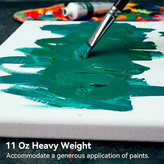 PHOENIX 10x10 Inch 6 Pack Artist Canvas - Square Stretched Canvases for Painting - 3/4 Inch Profile, 100% Cotton 11 Oz. Gesso Primed White Blank Professional Canvas Oil & Acrylic Paints