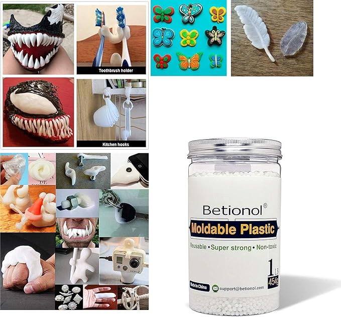 Betionol Moldable Plastic Clay, 2Lb/32oz White Modeling Clay Thermoplastic Beads for DIY Modeling Making Creative Activity, Good Creating Teaching Kits for Adults or Kids
