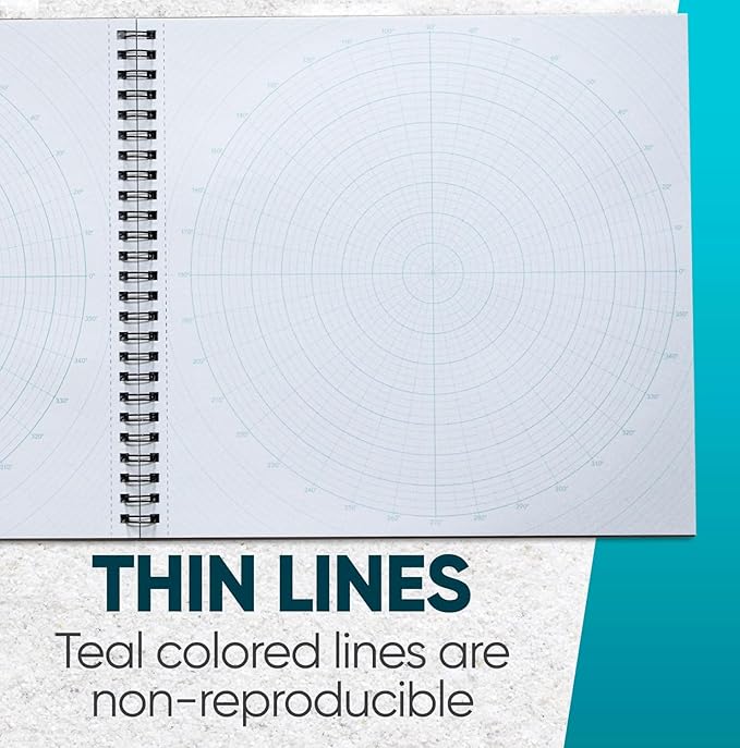 KOALA TOOLS - Circular Grid Sketchbook with Polar Coordinate Graph Paper, Polar Grid for Circular Designs, Mandala, and Geometric Patterns, 8.5 x 8.5 inches, 60 pages - Pack of 3