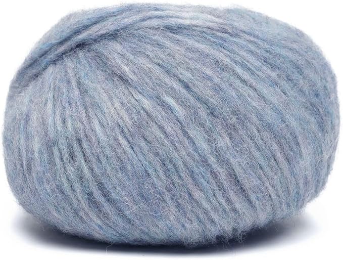Pullu - Baby Alpaca Merino Wool Yarn Set of 3 Skeins (150 Grams) Worsted Weight - Sourced Directly from Peru - Heavenly Soft and Perfect for Knitting and Crocheting (Heather Sky Blue)