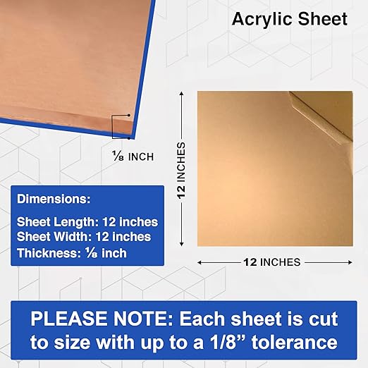 Duco USA-Made Clear Cast Acrylic Sheet 1/8 Inch Thick 12" x 12" - 8 Pack of Transparent Plexiglass Sheet - Lightweight Acrylic Board for Window Replacements, Displays, Signs, and More