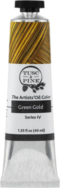 Tusc & Pine Artist Oil Paint - Green Gold, 40 ml, Non-Yellowing, Rich & Creamy Consistency, Maximum Pigment Load, Small Batch Milled Oil Paints Made in the USA for Professional Artists