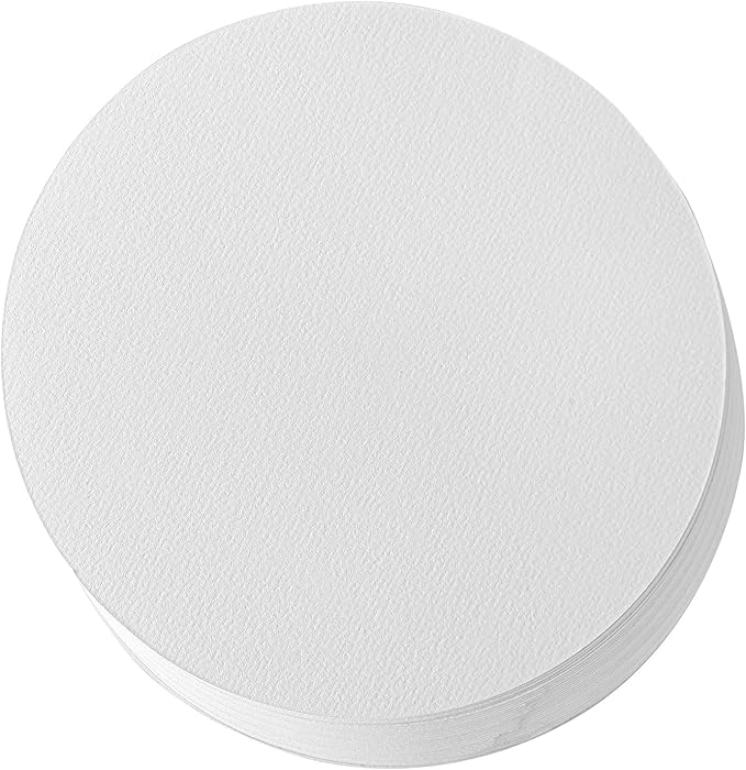 FEITAKE Round Watercolor Paper 100% Cotton/Cold Pressed / 140lb (300gsm) 8" Diameter 30 Sheets Pack Art Paper for Watercolor Gouache Ink Acrylic & Crafting