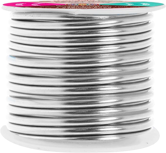 Mandala Crafts 10 Gauge Anodized Aluminum Craft Wire for Jewelry Making - 32 FT Colored Flexible Silver Wire - Bendable for Bonsai Armature Crafting Sculpting