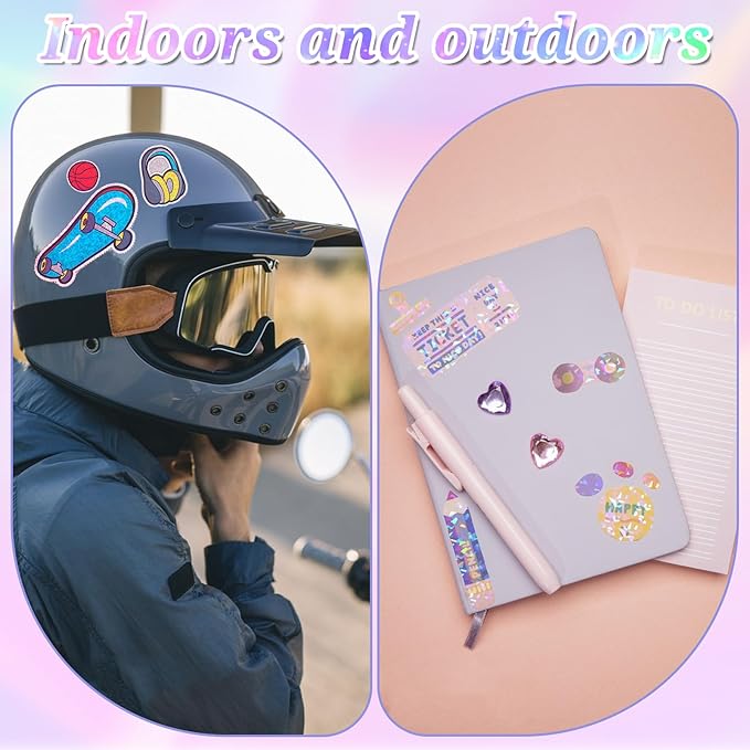 120 Sheets Holographic Sticker Paper, Vinyl Waterproof Laminating Sheets Self-Adhesive Overlay Laminate Sticker Transparent Rainbow Laminate Film 5 Styles Mixed (11 × 8.5 Inch)