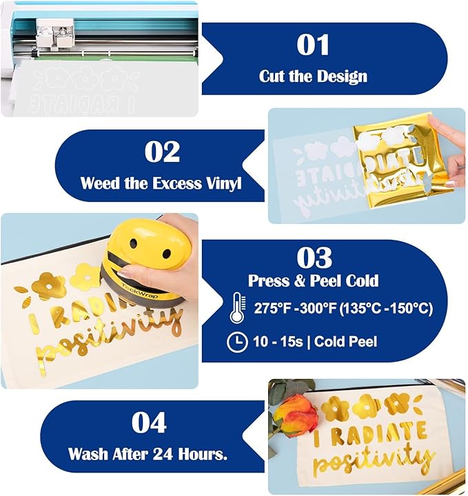 TECKWRAP HTV Iron On Vinyl Bundle, 6 Rolls 12" x3FT Chrome Metallic Heat Transfer Vinyl, Easy to Cut & Transfer, Perfect for T-Shirts, Hoodies, Bags & Crafts