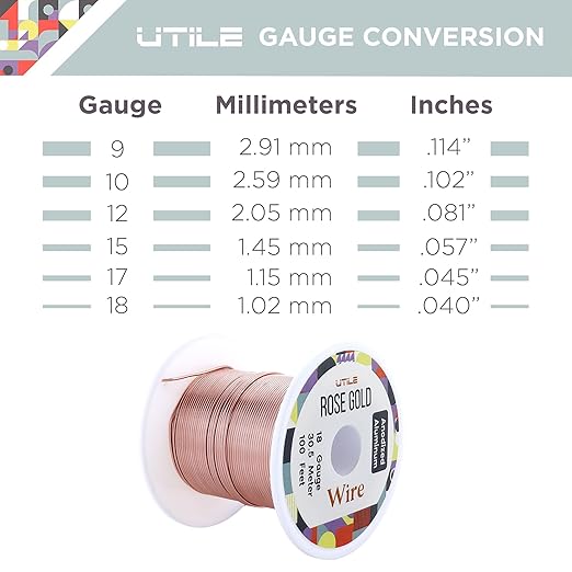 UTILE Armature Aluminum Wire 100 ft 18 Gauge 1.2 mm Anodized Craft Bendable Wire – Sculpting Metal Rose Gold for Bonsai Trees, Clay, Crafts, Plants, Gardening and Jewelry Making (Rose Gold)