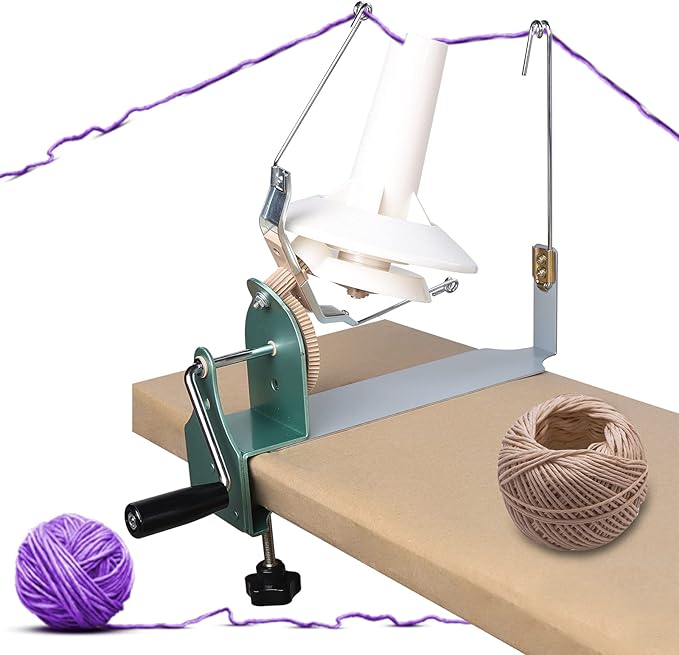 Yarn Ball Winder 18oz Large Swift Yarn Fiber Wool String Ball Winder, Tabletop Clamp Up to 2'', Hand Operated Center Pull Yarn Ball Winder
