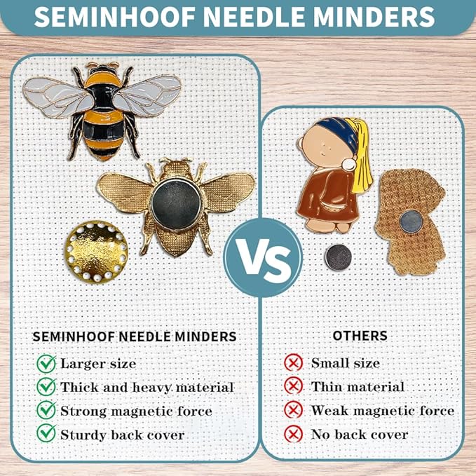 Magnetic Needle Minder Magnet Embroidery Accessories and Supplies Embroidery Needle Holder Cross Stitch Holder Needlework Supplies (Cardinal) (Bee)