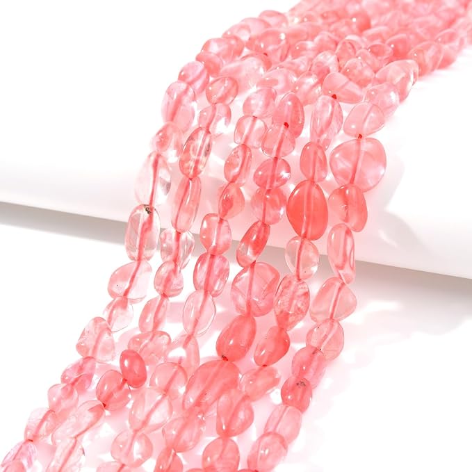 Cherry Quartz Pebble Nugget Oval Free Tumbled Stone 6-8mm Natural Gemstone Loose Beads Approx 15.5 inch for DIY Jewelry Making