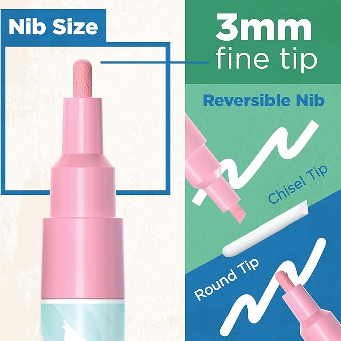Fine Tip Liquid Chalk Markers for Chalkboard (20 Vintage Colors) - Dry Erase Marker Pens for Blackboard, Windows, Chalkboards Signs, Bistro - 3mm Reversible Tip