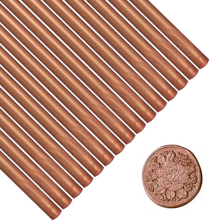 Wax Seal Sticks, Afobby 15 Pieces Glue Gun Sealing Wax Sticks for Wax Seal Stamp, Red Copper Wax Sealing Sticks for Wedding Invitations, Cards, Envelopes