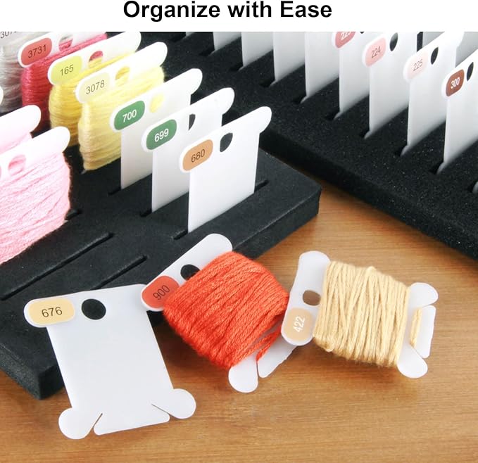 Hamtery Plastic Embroidery Floss Bobbins, Pre-Labeled Color Number Embroidery Thread Organizer for Cross Stitch Thread Storage-No Foam Inserts (Set 2: 250pcs)