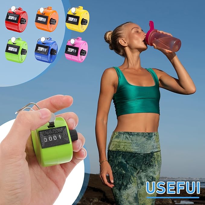 12 Pcs Handheld Tally Counter Digital, 4 Digit Number Hand Clicker Counter, Metal Mechanical Register for Coaching, Knitting, People, Golf and Row, Handheld Clickers