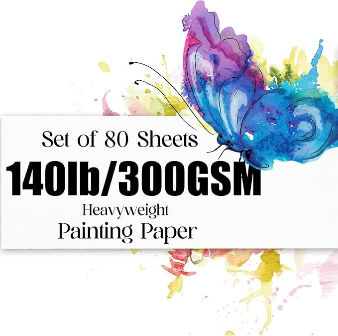 Watercolor Paper 5x7 inches 80 Sheets,Heavyweight Artist Paper 140lb/300GSM Cold Press Natural Cotton Paper for Students Artists Watercolor Drawing