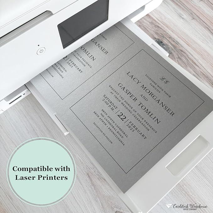 Cardstock Warehouse Stardream Silver Cardstock Paper - 25 Sheets, 8.5 x 11" – 105 lb / 284 GSM Premium Metallic Silver Card Stock for High-end Printing, Card Making, Die-cutting & DIY Projects