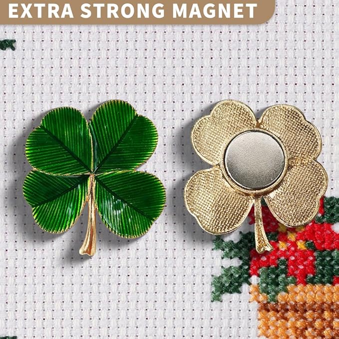 Needle Minder Magnet, Magnetic Needle Minder, Needle Minders Magnetic Cross Stitch Accessories, Magnetic Needle Holder, Life Tree, Butterfly, Cats, Owl, Heart (FourLeaf)