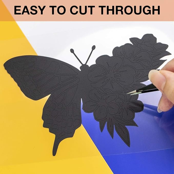 HTVRONT Black Permanent Vinyl, 12" x 40 FT Black Adhesive Vinyl Roll for All Cutting Machine, Silhouette, Cameo Cutters, Signs, Scrapbooking, Craft, Die Cutters
