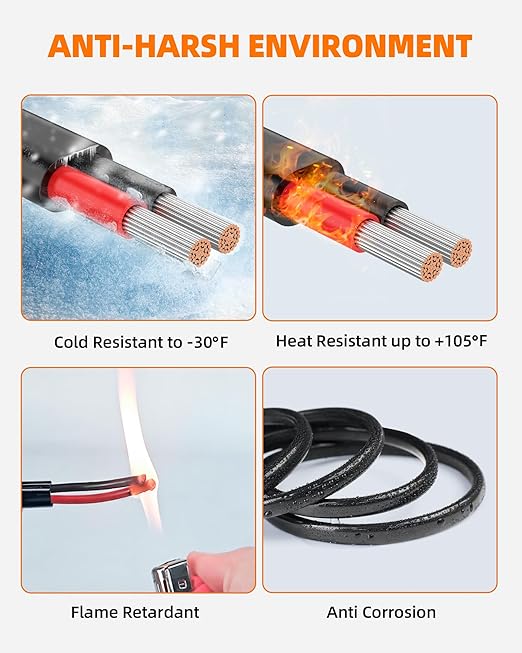 12 Gauge Wire, 12 AWG 2 Conductor Electrical Wire, Flexible/Oxygen-Free Tinned Copper/Stranded PVC 12/2 Cord for Automotive, Marine, LED Strips, Solar, RV, Lighting (50FT)