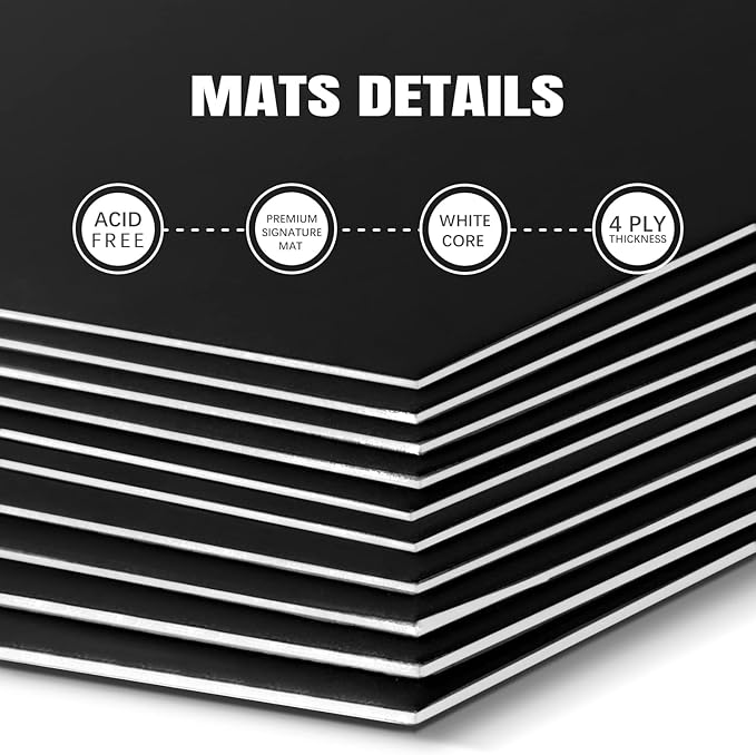 AUEAR, 15 Pack 12x12 Uncut Matte Boards Black Photo Mat Board Great for Picture Framing, Print, Artwork