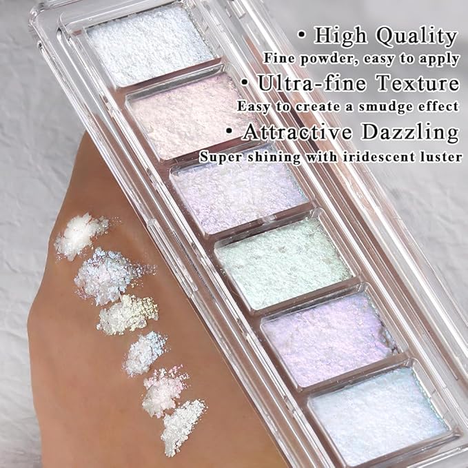 6 Colors Solid Opal Aurora Nail Powder Set, Iridescent Aurora Pigment Holographic Chameleon Sparkly Flakes Glitter Dust Kit for Gel Polish Nail Art Decorations…